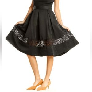 Express black pleated midi skirt